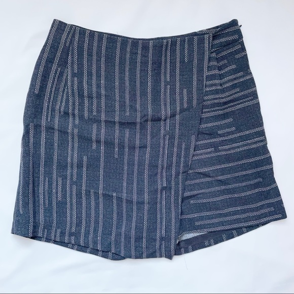 Elevenses Anthropologie Peoria Striped Side Zip Wrap Skort Size 0 - Picture 8 of 14